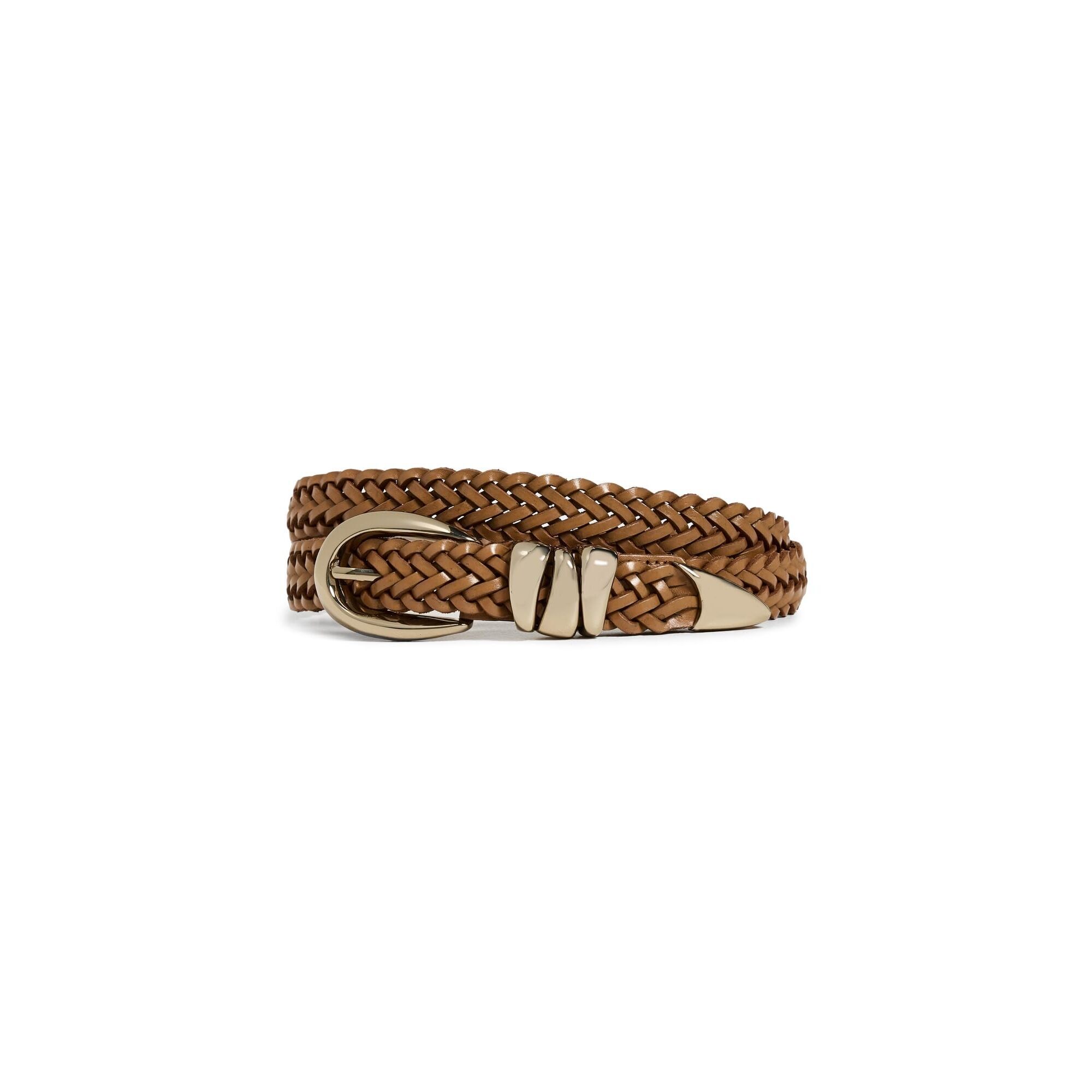 3946 Women's Woven Triple Metal Keeper Belt, Light Caramel, Brown, Xxs